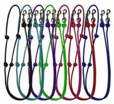 8 Ft Knotted Round Nylon Barrel Contest Reins w Easy To Use Scissor Clips  28037