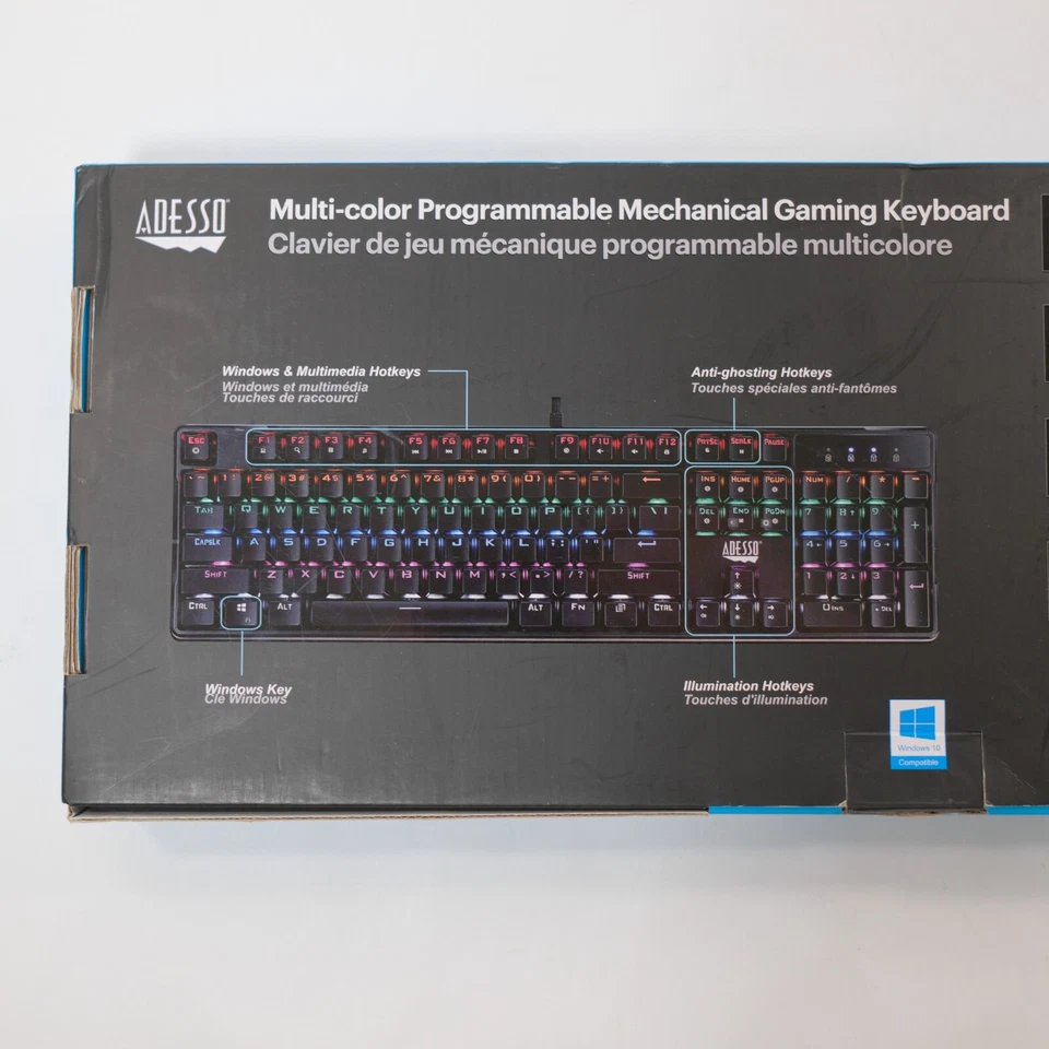 Adesso Rainbow Mechanical Illuminated Gaming Keyboard AKB-640EB NEW - Image 4 of 4