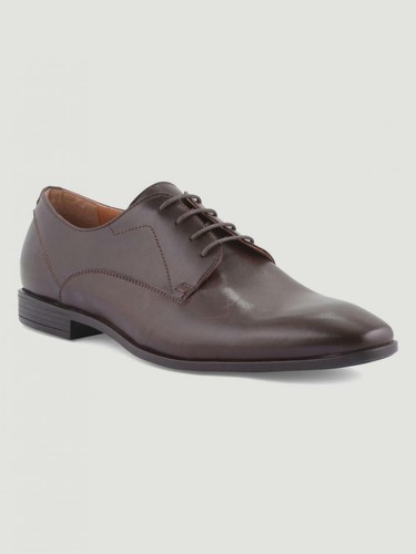 Derbies cuir lisse marron foncé à lacets fins Homme PIERRE CARDIN à