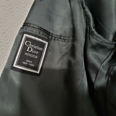 Christian Dior Monsieur Men Wool Black Striped Suit Blazer Made in