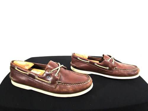 Sperry Top-Sider Leeward 2 Eye Brown Leather Boat Shoes Men 11.5 M