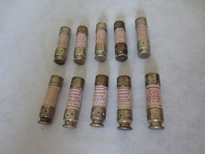 Lot of 10 Gould Shawmut Tri-onic TR1-1/8R 1-1/8A 1.125 Amps Fuses