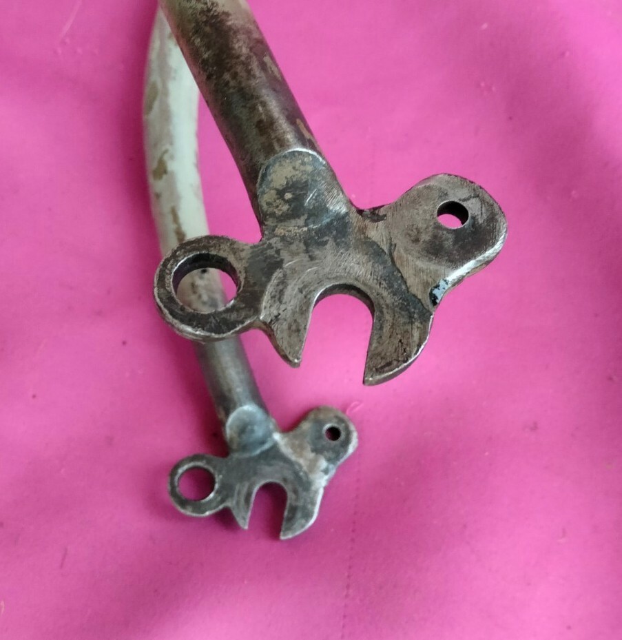 Ancienne Fourche AutoMoto 1940 – Vintage Vélo Route 650B, Pivot Acier 19,5cm