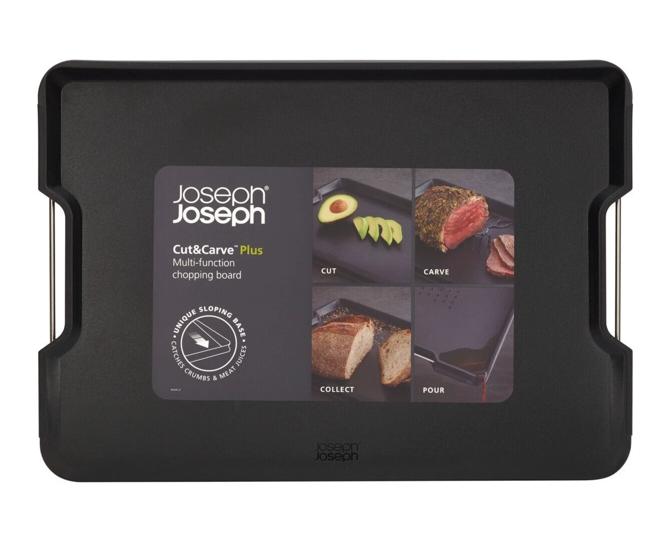 Joseph Joseph Cut & Carve Plus - Multifunction large Chopping Board Black 41x29