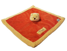 Winnie the Pooh Security Blanket Plush Lovey Orange with Gold Trim Disney Baby