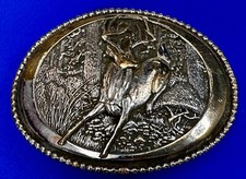 Jumping Deer Buck Stag Nature Hunting LARGE Two tone ADM Belt Buckle C6