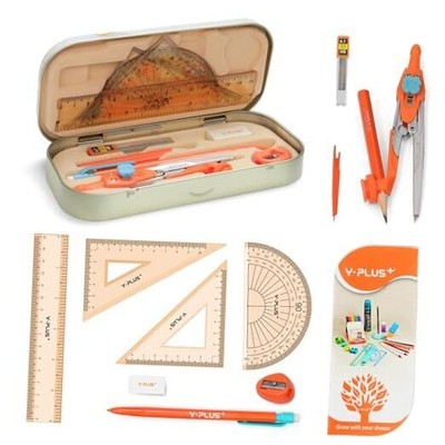 Geometry Set for Students, Math Protractor Compass with Rulers, Box of 12 Pcs