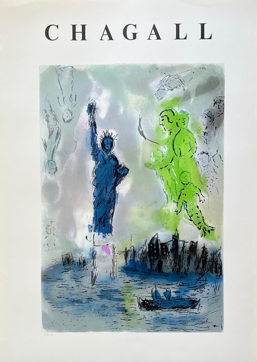 Marc Chagall STATUE OF LIBERTY 1982 Offset Lithograph Art Expo New