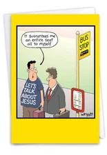 1 Funny Birthday Card with Envelope - Bus Stop Tim Whyatt 8353