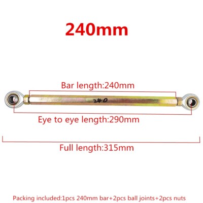 M10x1.25 L&R Thread Round Ball Joint Kit Steering Linkage 240mm/9.44'' Track Rods