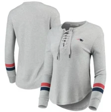 Junk Food Womens NFL New England Patriots Thermal Lace-Up Shirt New XXS-2XL