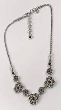 Brighton Garden Of Eden Black Crystal Enamel Flower Reversible Necklace. #1147