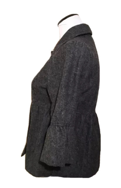 Max Rave Gray Tweed Textured Wool Blend Ruffled Jacket Shirt Size M 3/4 ...