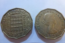 Queen Elizabeth II  Brass Three Pence coins 1953 - 1967 (free postage)