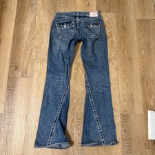 True Religion Joey Big T Disco Jeans Womens 25 Blue Low Rise Stretch Flare Norm