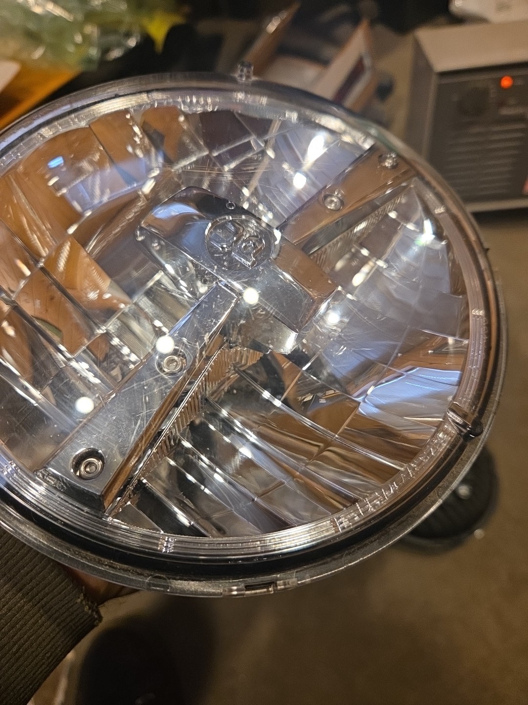 Pair 7" LED Headlight Bulb High Power Chrome Dual Function United Pacific 31391