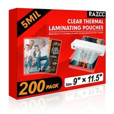 Laminating Sheets, 200 Pack Clear Thermal Laminating Plastic Paper Laminator ...