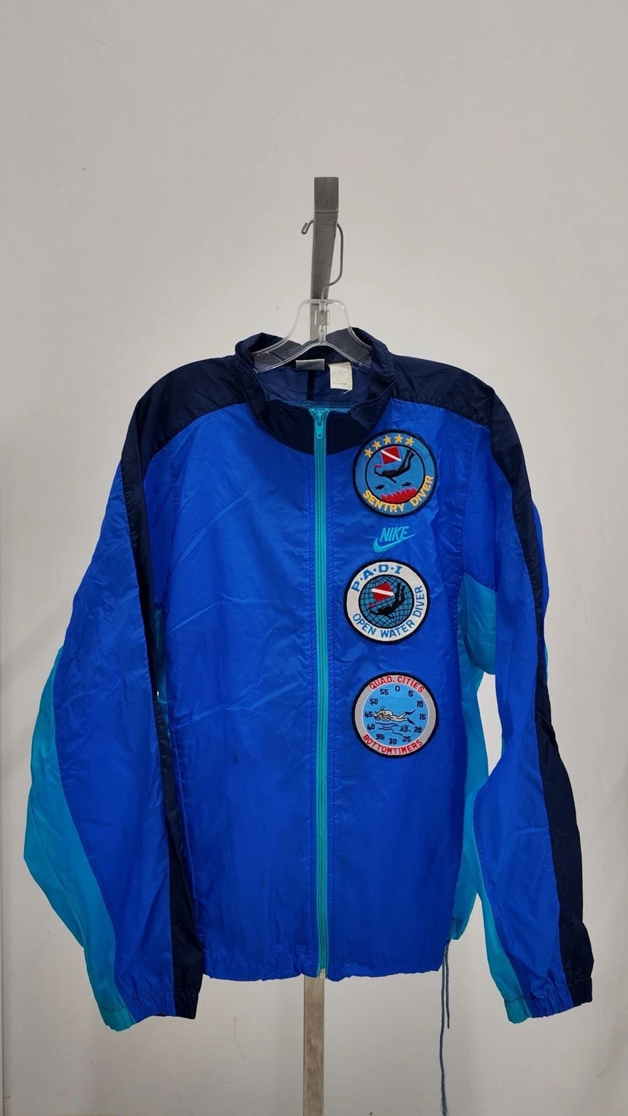 Vintage 90s Nike Silver Tag Color-Block Windbreaker Jacket - Blue/Navy (L)