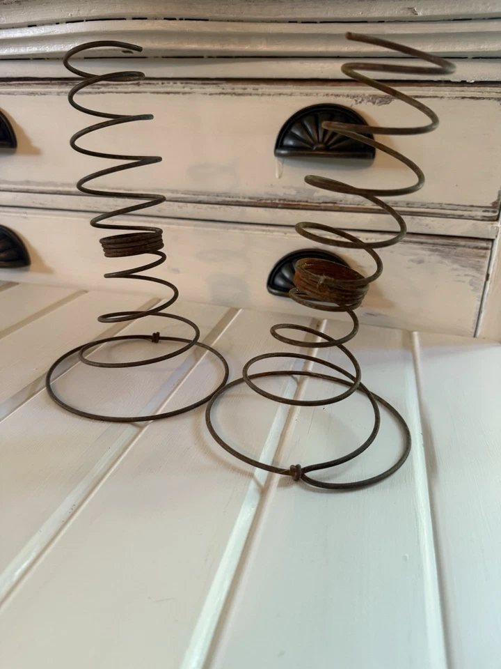 Primitive Rusty  Metal Coil Bed Springs Crafting Farmhouse Long Springy 9” 2 - Image 2 of 4