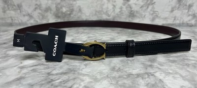 Coach Signature Buckle Women s Belt 18mm Black/Oxblood Size Medium
