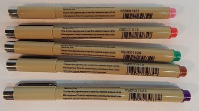 Sakura Pigma Micron 01 Graphic Design/Craft Pen Lot 5 Colors Used/Good