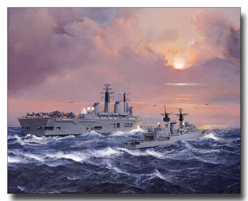HMS Invincible Flugzeugträger HMS Brilliant Falklands Bild kostenloser Versand UK