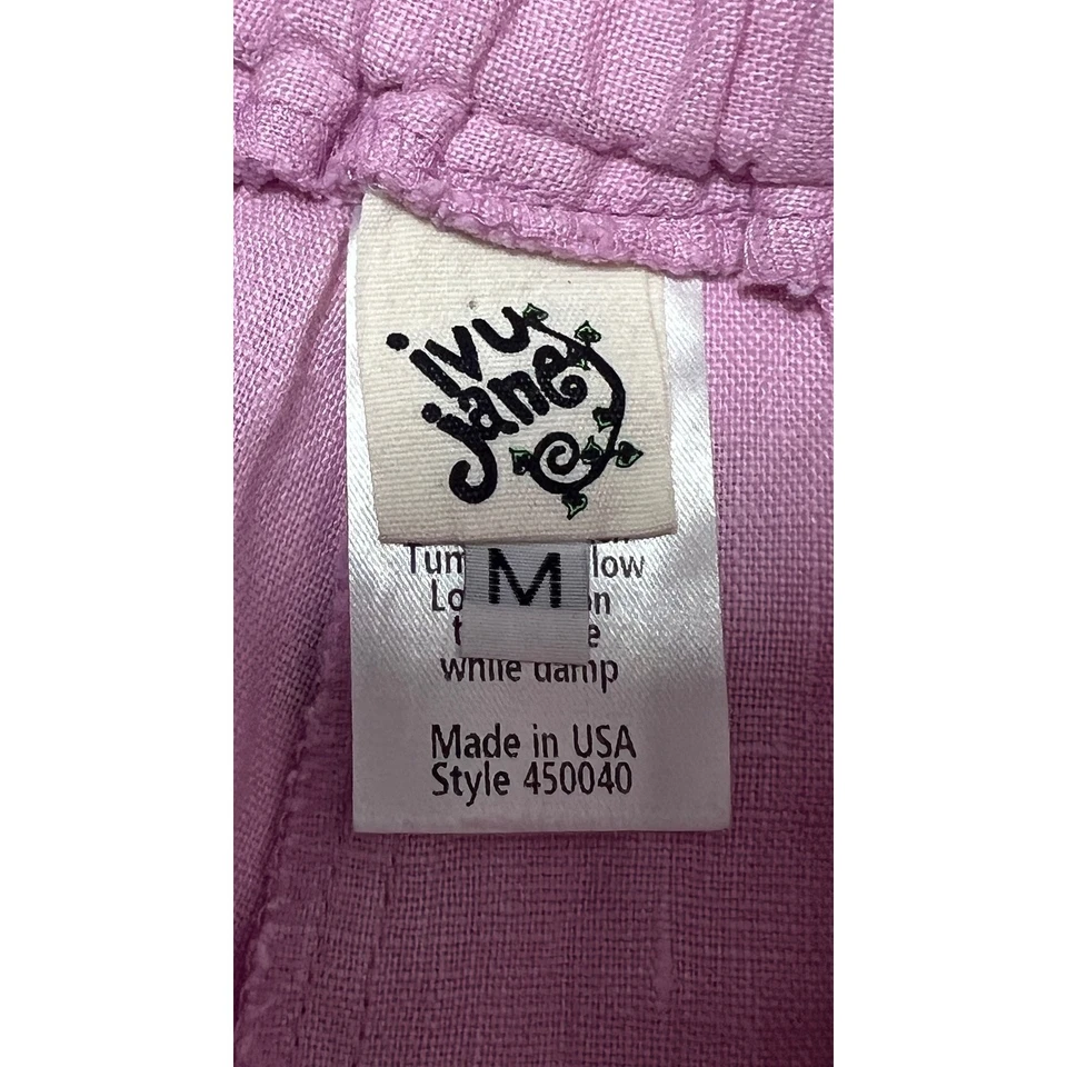 Pantalones Cortos Ivy Jane Mezcla de Lino Medianos Púrpura Cintura Elástica Bolsillos Hechos en EE. UU. Foto 4 de 4