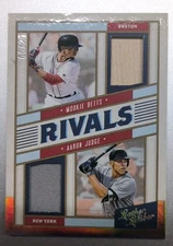 Aaron Judge Mookie Betts 2019 LEATHER & LUMBER RIVALS Bat/Jersey Patch /25