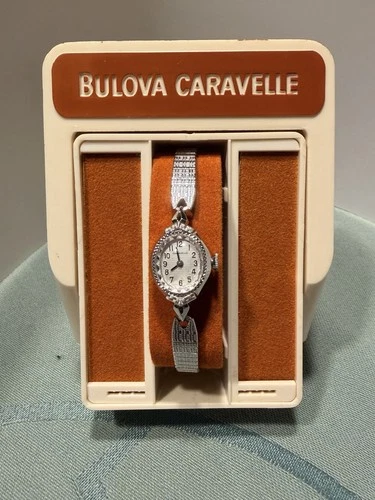 Vintage Bulova Caravelle Womens Mechanical Cocktail Watch Running w original Box - product listing photo