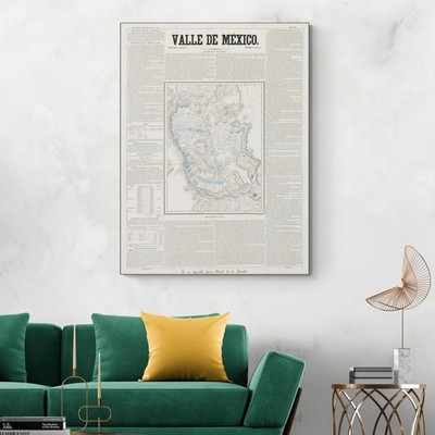 1858 Valley of Mexico Map   19th Century Topography, Lakes & Roads Print