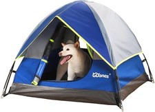 Cozy Blue Dog Tent - Portable Indoor/Outdoor Dog House  Soft Bed 42"x42"x32