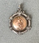 1936 ANTIQUE STERLING SILVER GOLD POCKET WATCH FOB MEDALLION Football medal HM