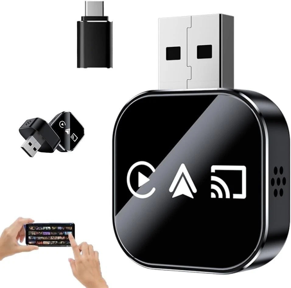 3 in 1 Auto BT5.0 Wireless Mirror Link Adapter USB Wired to CarPlay for iPhone - Image 2 of 4