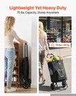 2-in-1 Foldable Shopping Cart w/ Wheels & Detachable Bag Utility Grocery Trolley