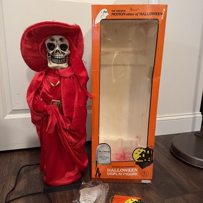 Vintage 1986 Telco Motion-Ettes Animated Halloween Figure Red Skeleton Phantom