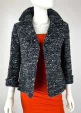 $2K Akris Auth 8 US 44 IT 38 D M Blue Tweed Cotton Blazer Jacket Coat Runway