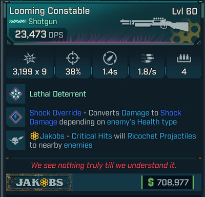 Borderlands 4 LOOMING CONSTABLE SHOTGUN SHOCK OR JAKOBS