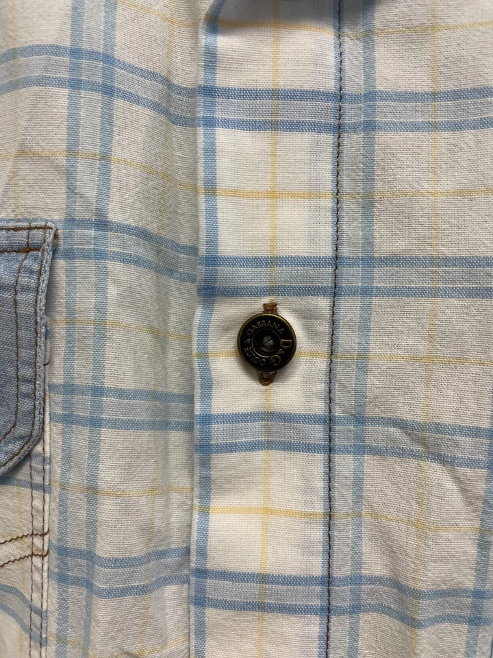 DOLCE& GABBANA PURE COTTON SS SLIM FIT SHIRT IN BLUE CHECK SIZE XL EC (S825) - Image 3 of 4