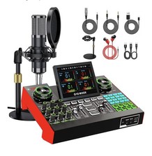 Podcast Microphone Bundle with Live Sound Board Audio Mixer,Podcast Equipment..
