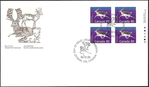 🍁Canada   #1180 LRpb     "CARIBOU"      Brand New  1990  First Day Cover