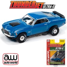 Auto World Thunderjet 1970 Ford Mustang Boss 429 Blue HO Scale Slot Car