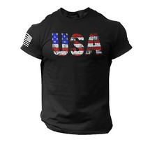 100 Cotton USA Patriotic T-Shirt - Proudly Printed in America S - XXL