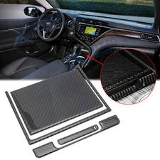 Carbon Fiber Center Console Storage Box Cover Trims For Toyota Camry 2018-2024