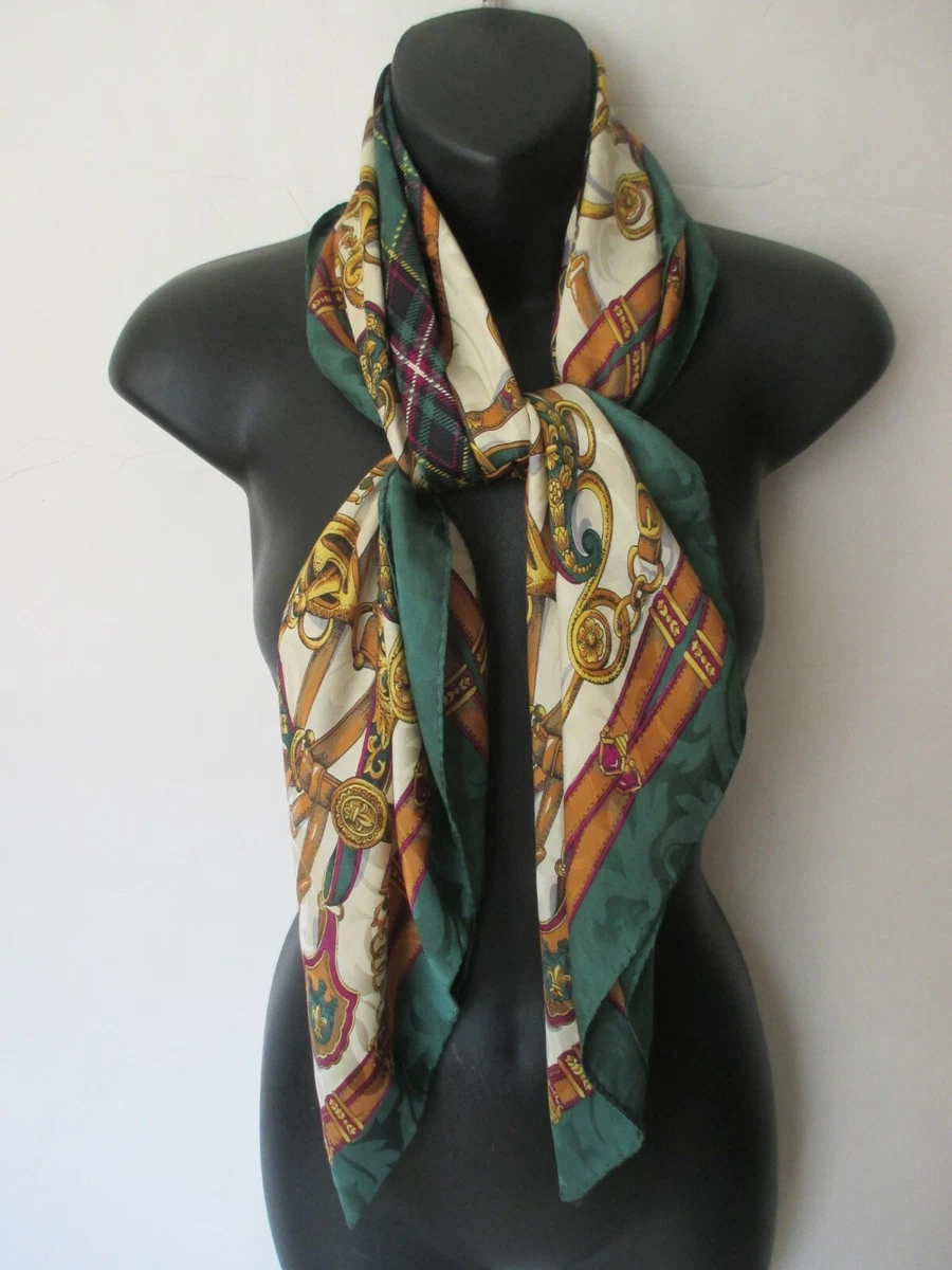 Green and hotsell white silk scarf