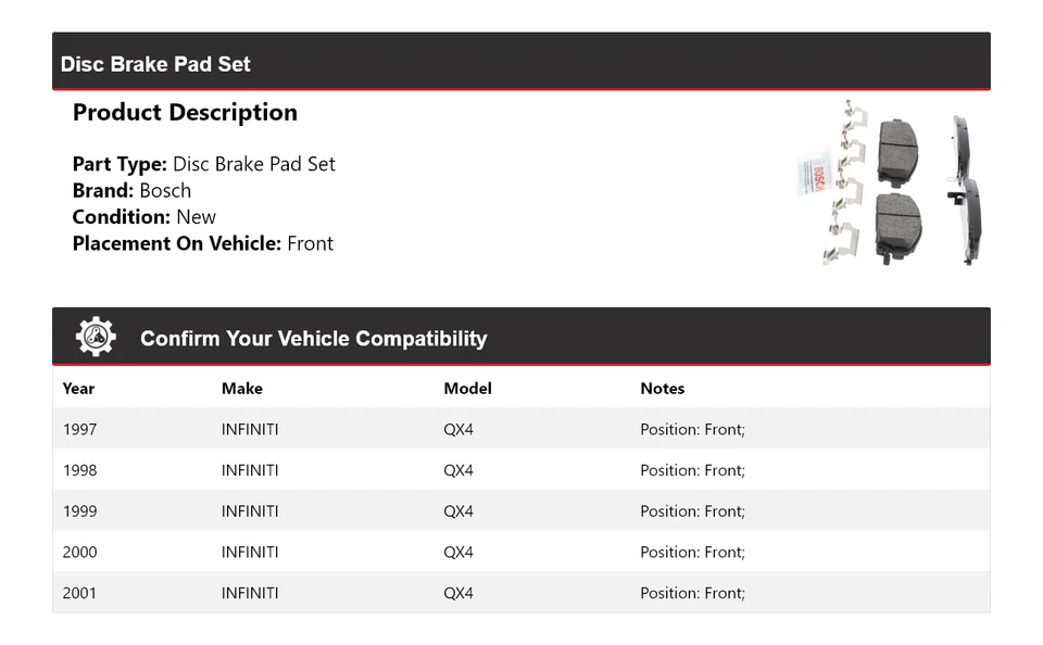 Pastillas de freno de cerámica azul con herrajes delanteras para INFINITI QX4 1997-2001 Bosch Foto 2 de 4