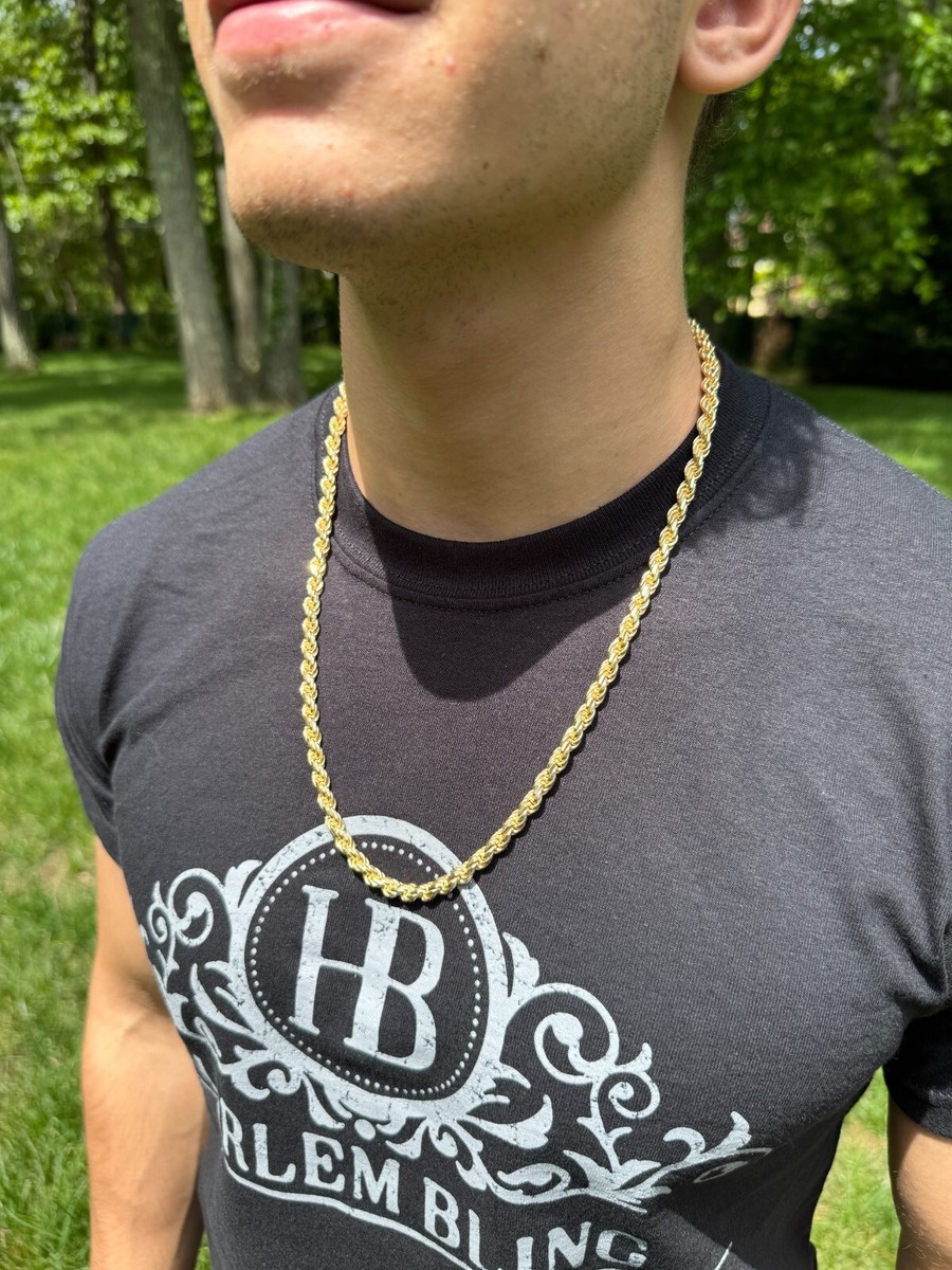 6mm Diamond Cut Rope Chain On Neck Chain 14k Solid Diamond-Cut