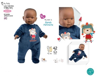 Llorens spanische Herstellung  Babypuppe Zareb, Stoffkörperpuppe, 42 cm