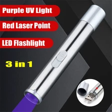 USB Rechargeable Red Laser Pointer Pen Single Beam Mini LED Flashlight UV Light