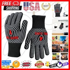 Versatile Non-Slip Grilling Gloves - Extreme Heat Resistance, One Size Fits Most