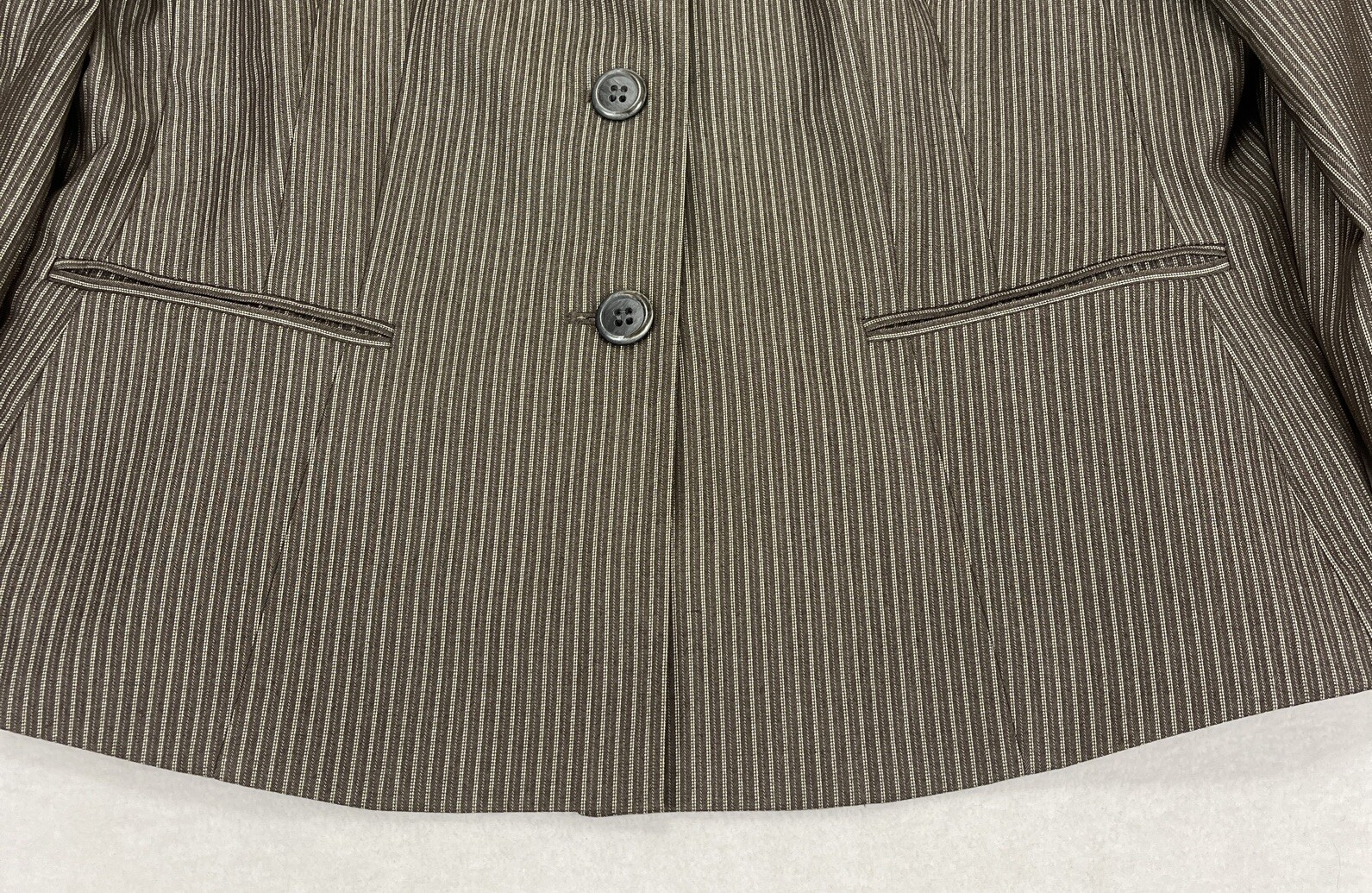 Le Suit Brown W/Sparkle Silver Stripes Lined Wide Leg Pant Suit Women’s 16